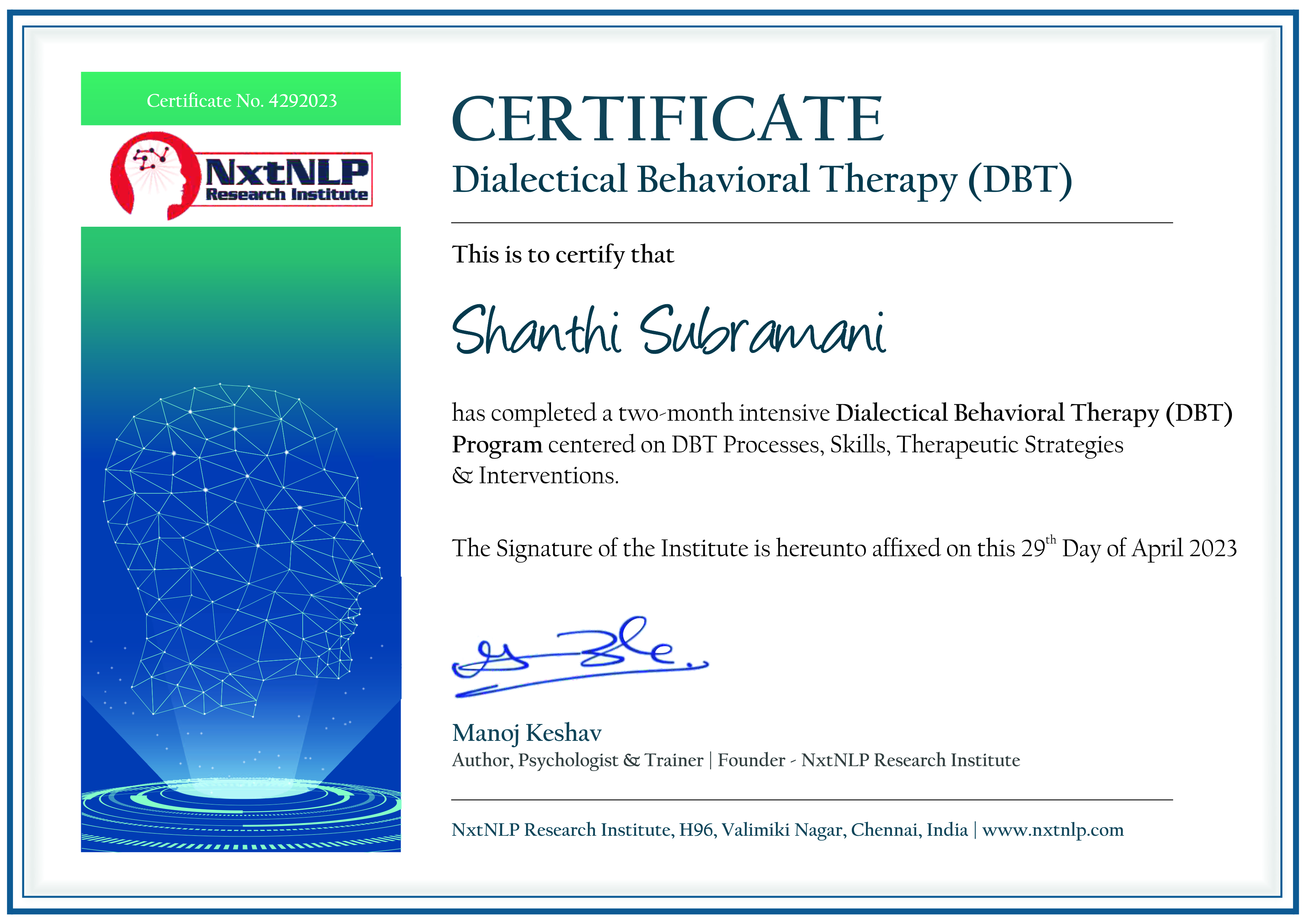 Certifications in Psychotherapy